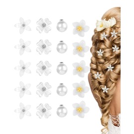 BNREOZA 20pcs White Small Flower Hair Clips, Mini Cute Metal Hair Clips, Women's Bridal Hair Clips, Women's Wedding Hair Accessories, Children's Hair Disc Hair Clips
