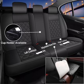 RAWAKORW Car Seat Covers Fit for 2007-2025 Subaru Forester | Full Set Faux Leather, Waterproof, and Stylish Automotive Seat Protectors (5 Seat, Black Line)