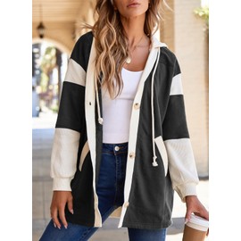 SHEWIN Sweatshirt For Women Casual Long Sleeve Oversized Hoodies for Women Loose Fit Hooded Womens Jackets Fall Clothes 2025,US 16-18(XL),Black