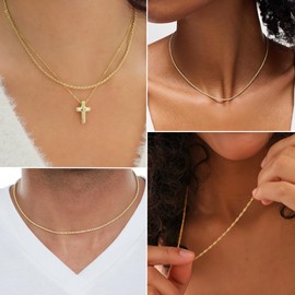 DORANA 1.5mm Gold Chains for Women S925 Twisted Rope Chain Sturdy Sterling Gold Chain Necklace Fade-Proof Ladies Necklace Jewellery Gifts