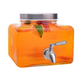 Einfache 1 Gallon Glass Drink Dispensers for Parties,1 Pack Beverage Dispenser with Stainless Steel Spigot,Glass Water Lemonade Dispensers Laundry Detergent Dispenser Punch Bowls for Outdoor