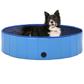 vidaXL Foldable Dog Swimming Pool - Blue 47.2"x11.8" - Premium PVC - Indoor/Outdoor Use - Cooling Summer Fun - Durable and Stable with Anti-Slip Surface for Pet Safety
