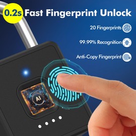 Keylesslife Fingerprint Padlock with Code,Combination Padlock Gym Locker Lock,Smart Padlock with Fingerprint Gym Lock Waterproof for Outdoor Gate Fence Shed Storage Gym Locker School