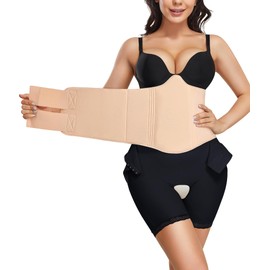 YERKOAD 360 Lipo Foam Ab Board Post Surgery Liposuction Abdominal Compression Boards Belly Wrap Lipo Recovery Waist Cincher(Beige, One size)