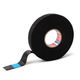 tesa PET Non-Woven Fabric Tape (19 mm x 15 m), Colour: Black, for Household or Car Wiring Harnesses