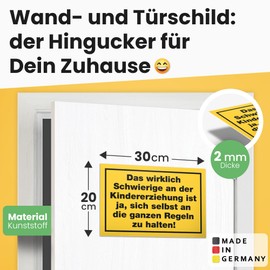 DankeDir! Kindererziehung Sign Plastic 30 x 20 cm Mum Dad Birthday Gift Parents Door Sign Funny Saying Gift Party Decoration Office Gift Idea Colleagues Friends