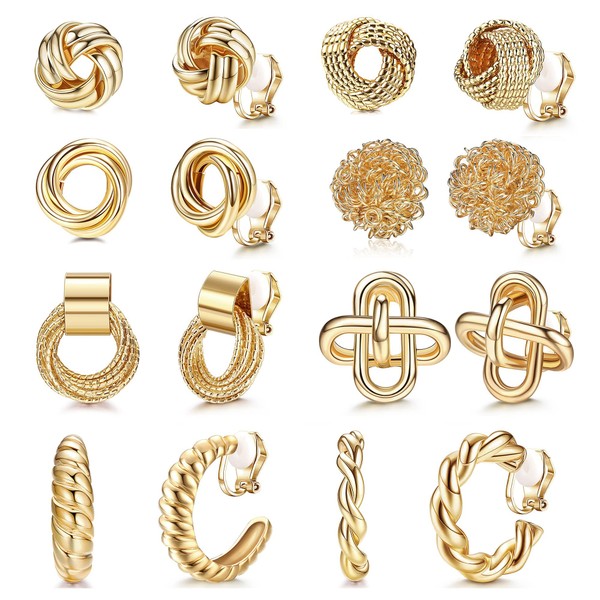 Kakonia 8 Pairs Clip On Earrings for Women Clip On