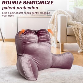 daguizu Reading Pillow Adults 31’’, Backrest Pillow with Arms for Sitting in Bed Couch Shredded Memory Foam, Back Pillow with Leg Pillow and Pockets for Reading/Gaming/Relaxing