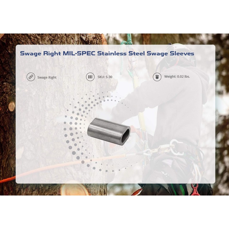 Swage Right MIL-SPEC Stainless Steel Swage Sleeves Clip & Ferrules