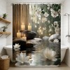 EUBTPA Lotus Zen Bamboo Shower Curtain Stone Spa Floral Flowers
