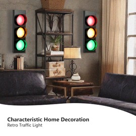 HOMIER Traffic Light Lamp Wall Decoration Retro Style Traffic Lamp Fun Room Decor Lights LED Wall Lamp for Kids Bedroom, Living Room, Bar, Pub, Club with Remote Control