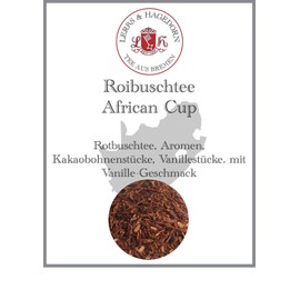 Lerbs & Hagedorn, African Cup Roibusch Tea, Vanilla Flavour 250 g (approx. 21 Litres) Red Bush Tea, Cocoa Bean Pieces, Vanilla Pieces