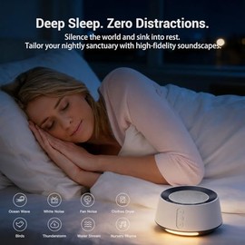 White Noise Sound Machine with 20 Soothing Sounds, 10 Colors Night Light Sleep Machines Home Office Travel, 5 Timers and Memory Feature Sound Machine 