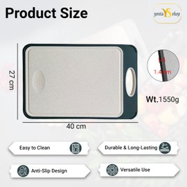 Stainless Steel Cutting Board For Kitchen Reversible 304 Metal & Wheat Straw Large Double Sided Chopping Board, 16'' x 11'' For Meat, Fruits & Vegetables, Non-Slip, Eco-Friendly, Easy to Clean