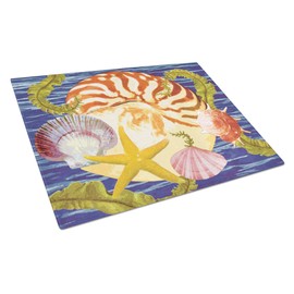 Caroline's Treasures PRS4044LCB Nautilus And Gulf And Sundial Glass Cutting Board Large Decorative Tempered Glass Kitchen Cutting and Serving Board Large Size Chopping Board
