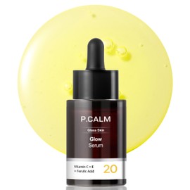 P.CALM Glow Serum – Vitamin C + E & Feurlic Acid for Glowing Skin, Skin Barrier Strengthening, and Even Skin Tone, Korean Glass Skin Serum (20g / 0.70 oz)