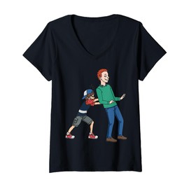 Womens Cartoon Characters Playing Fun Illustration For Kids V-Neck T-Shirt