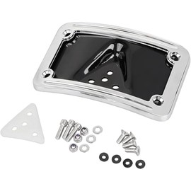 Cyreedom Motorcycle Curved Laydown License Plate Mount Kit with Frame for Harley Models with 3 Holes OEM 3184 License Mount (Chrome)