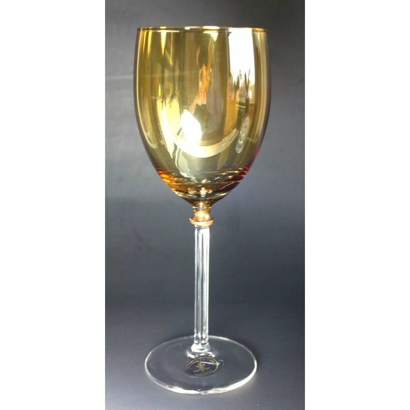 Cristalleria F.lli Fumo ITALY Amber Gold Wine Glass hand made