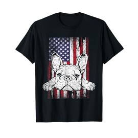 Patriotic French Bulldog American Flag Dog T-Shirt
