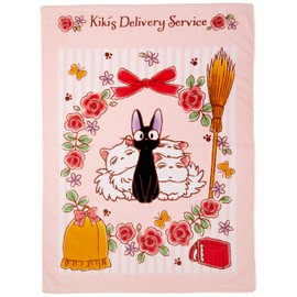 Marushin 1065004100 Children's Terry Cloth Blanket, Approx. 33.5 x 45.3 inches (85 x 115 cm), Pink, Ghibli, Kiki’s Delivery Service, Jiji