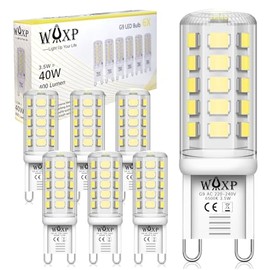 WAXP WAXP G9 LED Lampe Kalteswei? 3.5W, Entspricht Class F 4W G9 LED Lampe 6500K LED Leuchtmittel, Entspricht Ersetzt 40W Halogenlampe, 400 Lumen, Nnicht Dimmbar Glhbirnen, 6er-Pack
