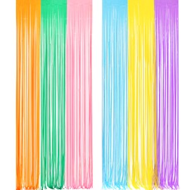 Pastel Tinsel Curtain Party Backdrop - GREATRIL Rainbow Foil Fringe Curtain Pastel Colour Photo Booth Streamers for Birthday Spring Easter Baby Bride Shower Ice Cream Unicorn Girls Party Decorations