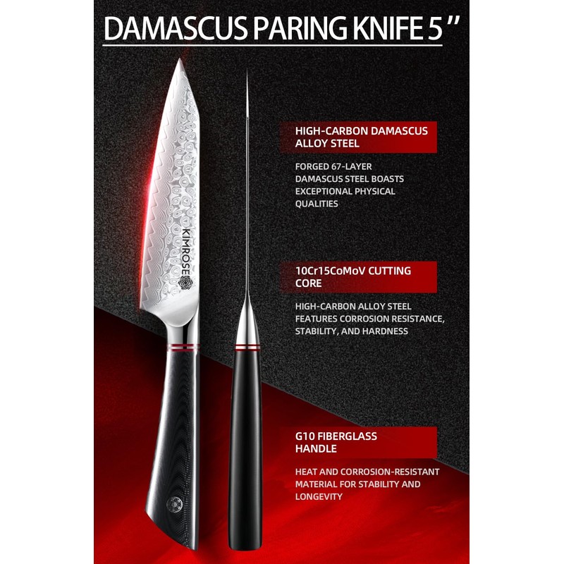 KIMROSE Damascus Utility Knife - 5 inch - 67 Layers