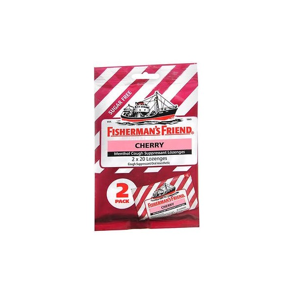 Fisherman's Friend Menthol Cough Suppressant Lozenges Cherry Sugar Free 2-Pack - 40 ct, Pack of 3