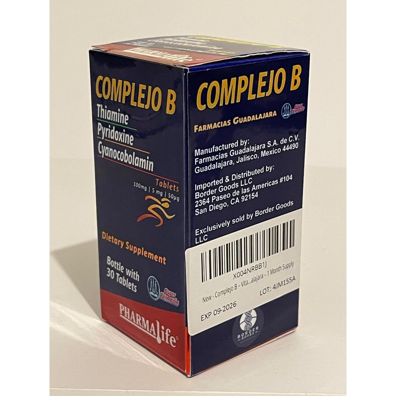 Complejo B (B-Complex) – Vitamin B1, B6, B12 Tablets –