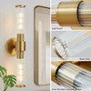 Vaziden Bathroom Light Fixtures, Gold Wall Sconce in Threaded Glass
