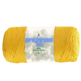 Art of Yarn Polyester Macrame Cord XL 250g 3mm x 142 Yards Crochet Macrame Rope Bag Crafts Wall Polypropylene Hangings Hilo String Twine Rug Thread Gift for Knitting 1 Skein Yellow 99142
