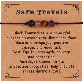 YECRUX Empath Protection Bracelet Healing Crystal Bracelet with Aventurine, Amethyst, Rose Quartz Spiritual Gifts for Mom, Daughter, Graduation Gifts, Best Friend - Safe Travels