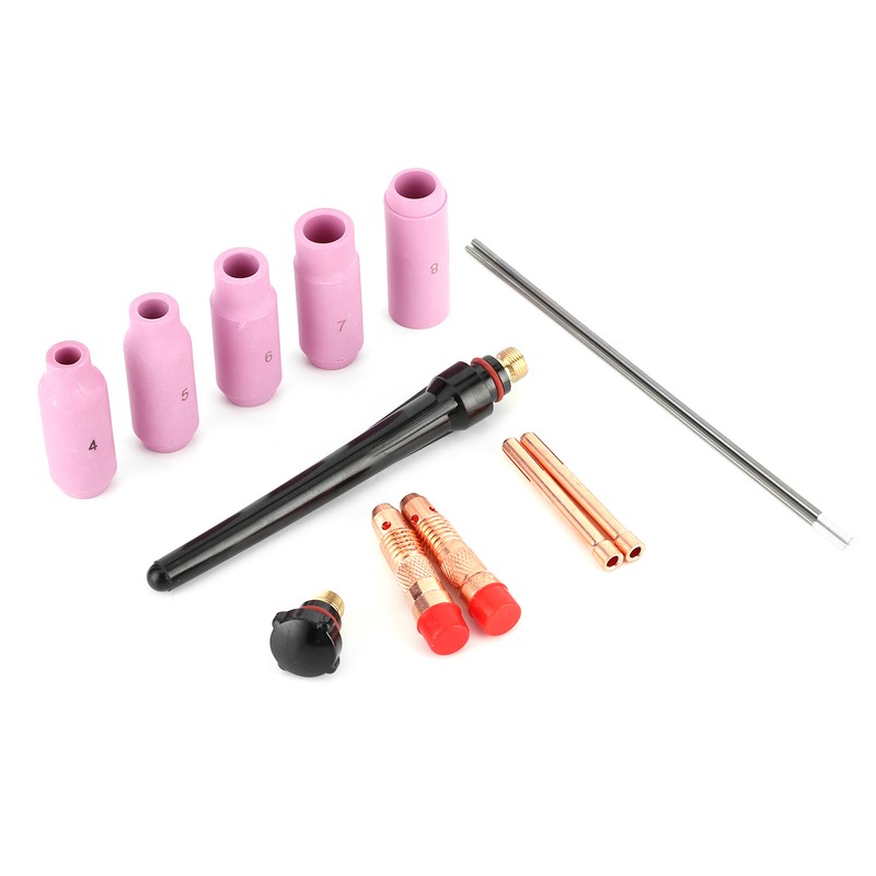 13Pcs/Set Welding Nozzle TIG Gas Lens Ceramic Contact Tip with