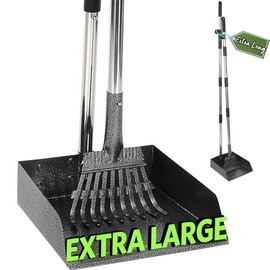 T2Y Pooper Scooper, 48'' Long Handle Dog Pooper Scooper, Adjustable Stainless Steel Rake & Extra Large Tray, Antirust & Durable Poop Scoopers for Yard, Lawn, Snowfield, Suitable for Multi-Dog Family