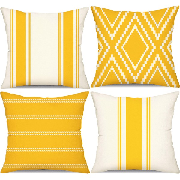 DFXSZ Outdoor Pillow Covers 20x20 Inch Set of 4 Yellow