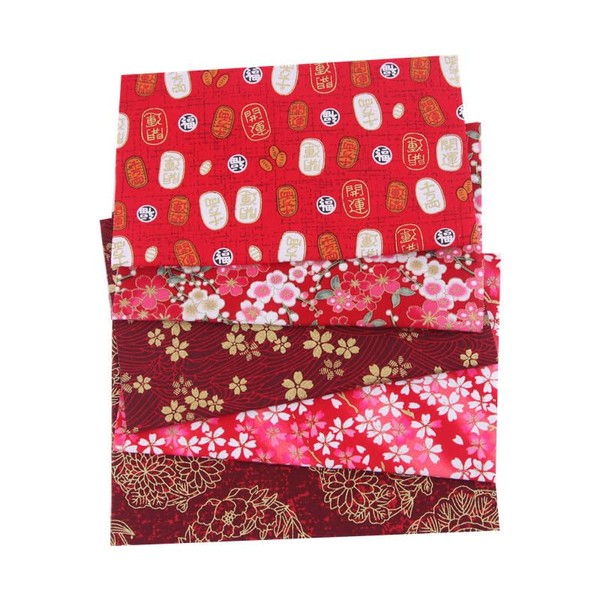 CraftsFabrics 5pcs Japanese Fabric Fat Quarters (Col 08)