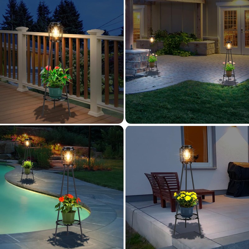 MXwcy Solar Lights Outdoor with LED Edison Bulbs, Solar Floor