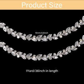 GLOBLELAND 1 Yard Rhinestone Fringe Trim Rhinestone Chain Diamond Crystal Fringe Trim for Sewing Crafts Wedding Dress Clothing Accessories DIY Decoration