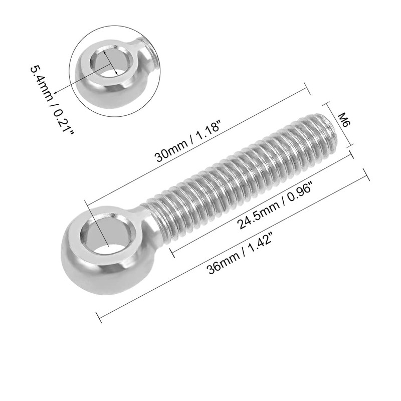 sourcing map M6 x 30mm 304 Stainless Steel Machine Shoulder