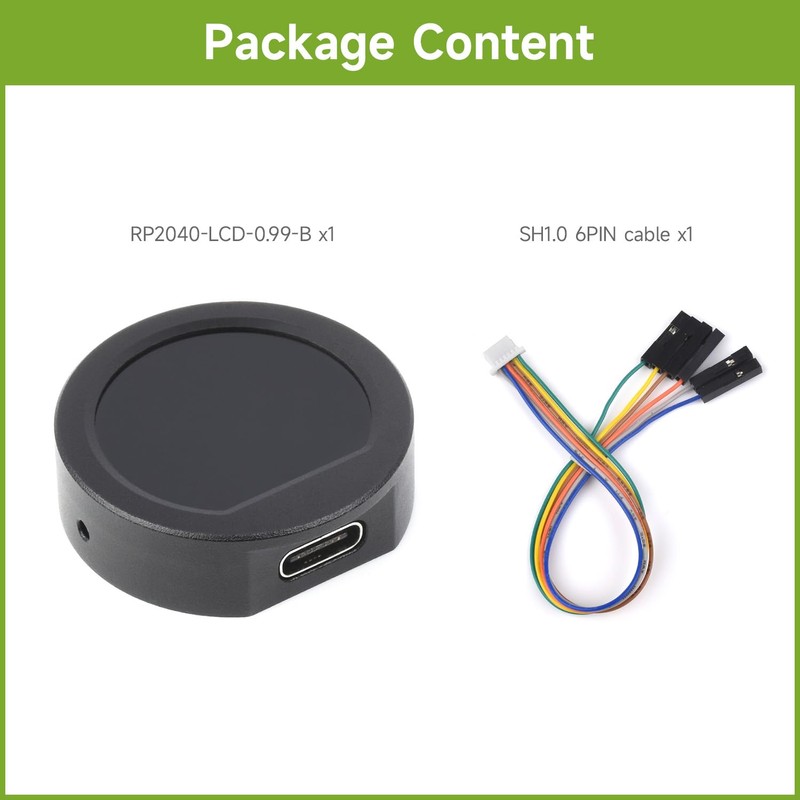 Waveshare RP2040 MCU Board, With 0.99inch Round LCD, Accelerometer And