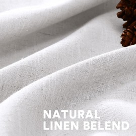 PrinceDeco Linen Curtains 84 Inch Length for Living Room Light Filtering Farmhouse Style for Bedroom Windows Rod Pocket/Back Tab/Ring Clips Linen Curtains Privacy Assured,2 Panels,White