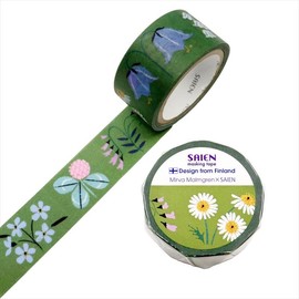 SAIEN Masking Tape, Made in Japan, Flowers, 0.8 inches (20 mm) x 16.4 ft (5 m) Roll TR-4059