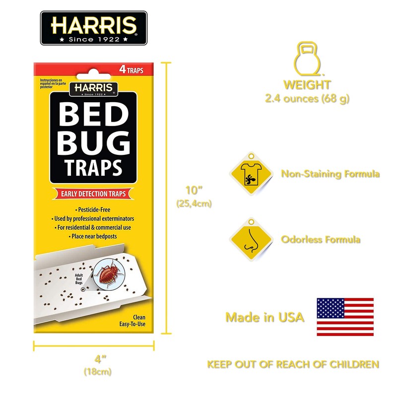 Harris Bed Bug Early Detection Glue Traps (4/Pack)