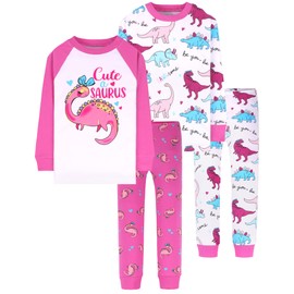 DAUGHTER QUEEN Dinosaur Pajamas for Girls Toddler Kids 100% Cotton Pjs 3T Children Pj Sets Jammies Sleepwear Clothes Size 3 Years Outfits Pyjamas Shirts Pijamas Niñas