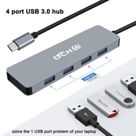 USB C Hub 3.0, DCHAV 4-Port USB Splitter Data USBc Hub Multiport Adapter for Laptop PC Desktop Computer Notebook Printer HDD Keyboard and Mouse Compatible with Windows Mac Linux Chrome