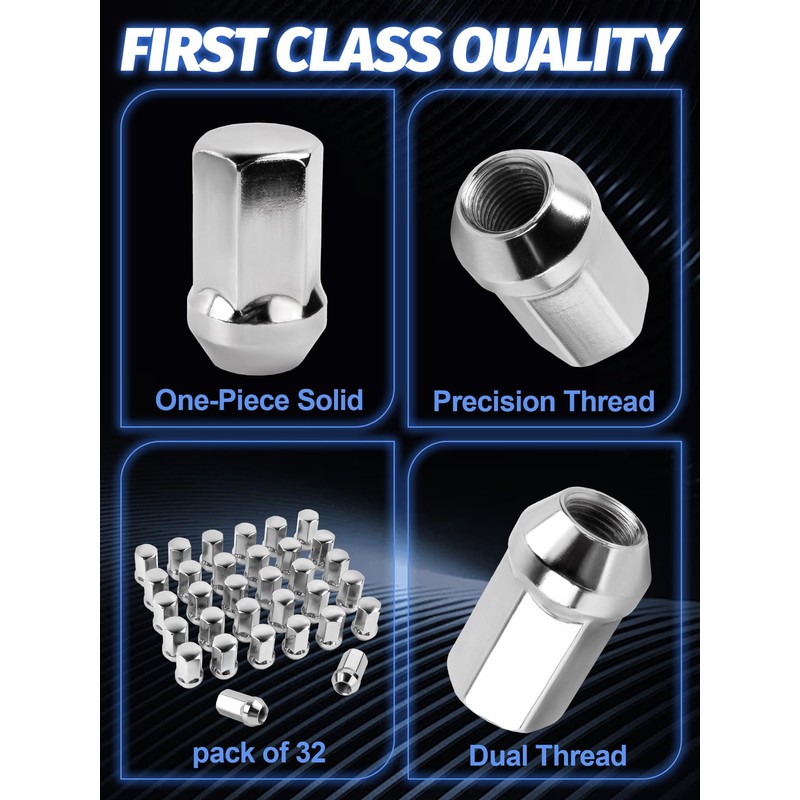 14x1.5 Lug Nuts 32pcs Compatible with 2008-2024 Silverado Sierra 2500