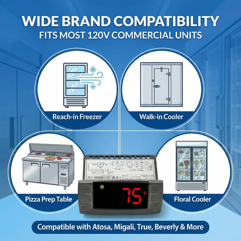Digital Temperature Controller XR06CX-4N1F1 for Commercial Refrigeration, 120V Replacement for