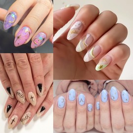 6 Sheets English Letters Nail Stickers for Nail Art Zodiac Letter Nail Art Sticker 3D Self-Adhesive Gold Silver Pink Twelve Constellation Nail Decals Constellation Line Stripe Nails supplies for Women