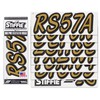 STIFFIE Whipline Solid Metallic Gold/Black 3" Alpha-Numeric Registration Identification Numbers